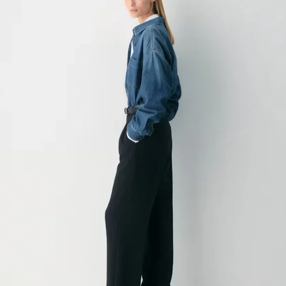 NWT Aritzia EFFORTLESS Crepette Pants BLACK 14 Regular - Picture 3 of 9